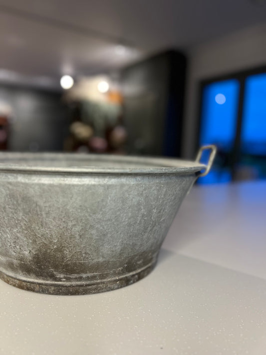 French Antique galvanised basin